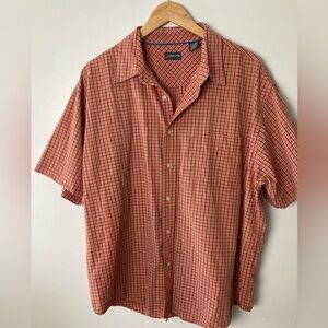 💜 St. John’s Bay Mens Orange Plaid Short Sleeve Button Down Size X-Large